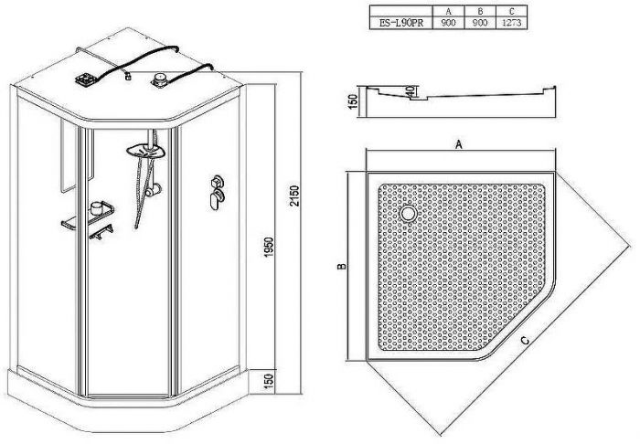 Душевая кабина Esbano ES-L90PR 90x90 ESKL90PR без гидромассажа