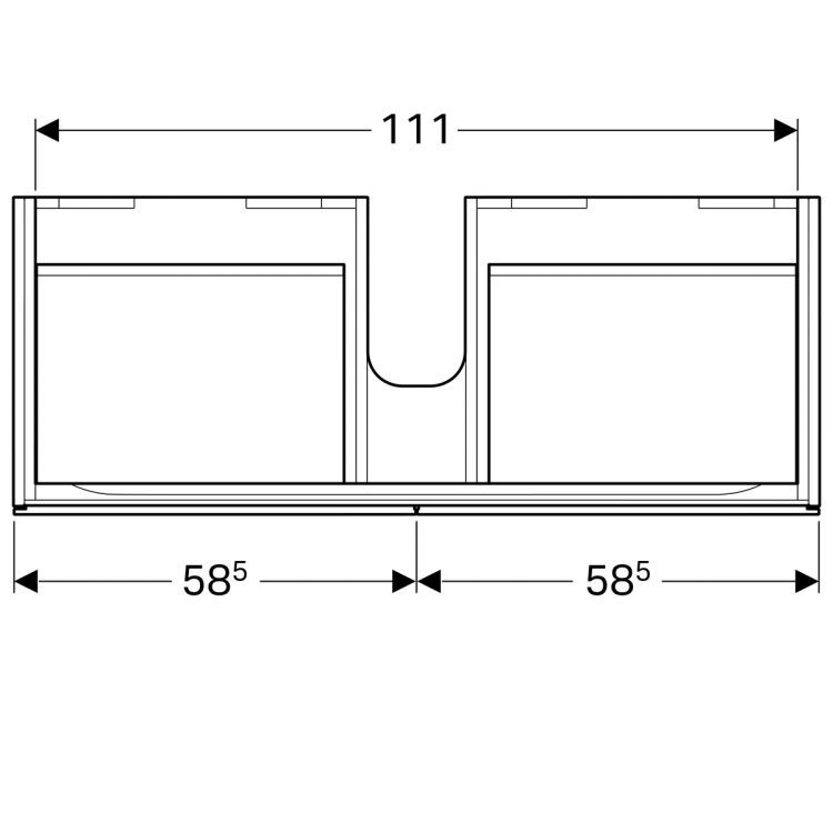 Тумба под раковину Geberit Xeno? 1174х220х462 мм, 2 маленьких ящика, матовый серый [500.517.00.1]