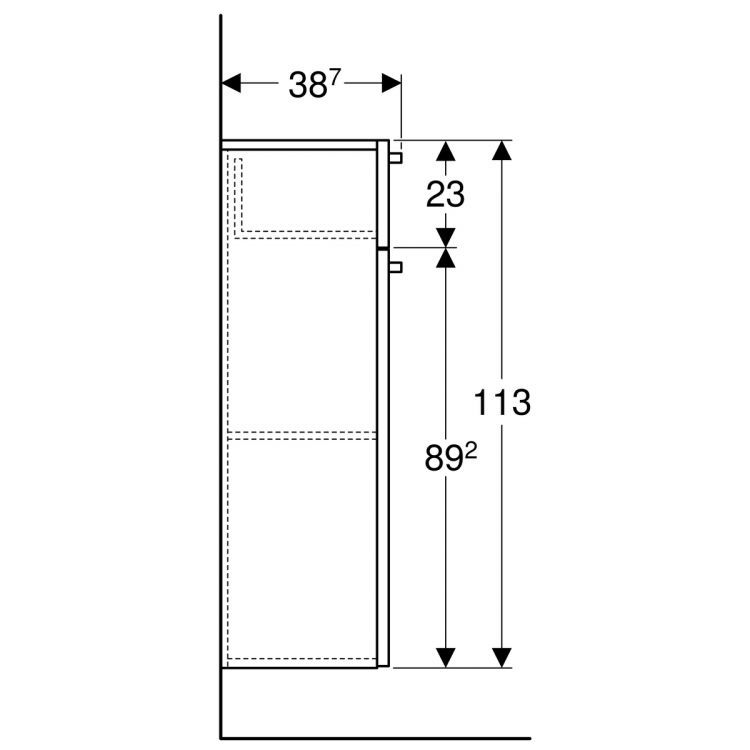 Шкафчик боковой Geberit Renova Plan средней высоты 113 см, белый, правый [879020000]