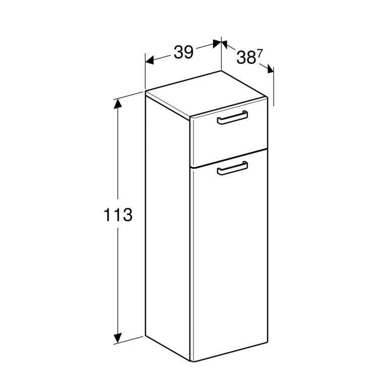Шкафчик боковой Geberit Renova Plan средней высоты 113 см, белый, правый [879020000]