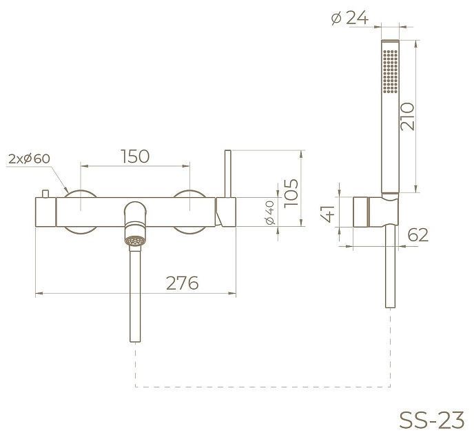Смеситель для ванны Knotlor Eclipse SS-23/RB цвет Бронза