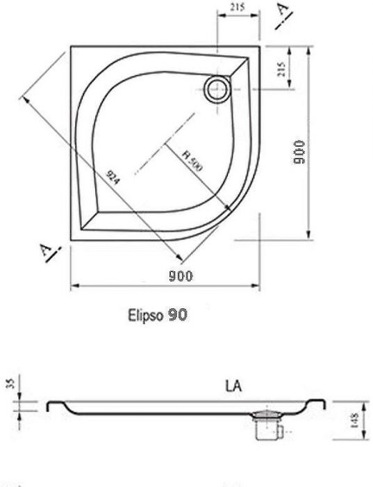 Акриловый поддон для душа Ravak Galaxy Elipso LA 90х90 A227701210 Белый