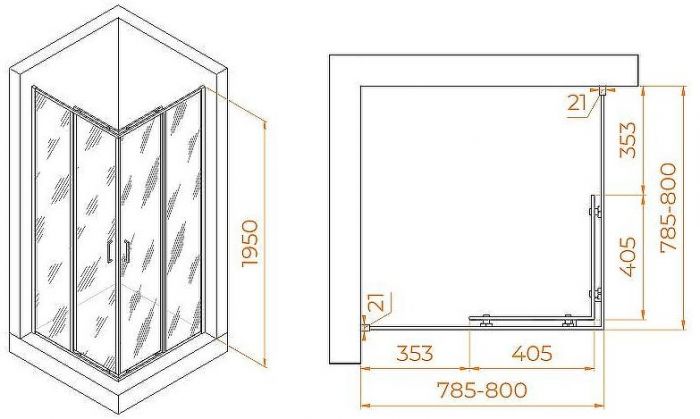 Душевой уголок RGW Passage PA-030B 80x80 3508103088-24 профиль Черный стекло матовое-сатинат