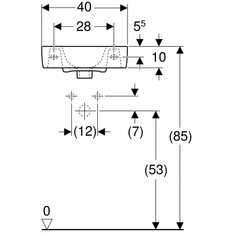 Раковина Geberit Renova Plan 40х25 см, отв. под смеситель справа, без перелива [272142000]