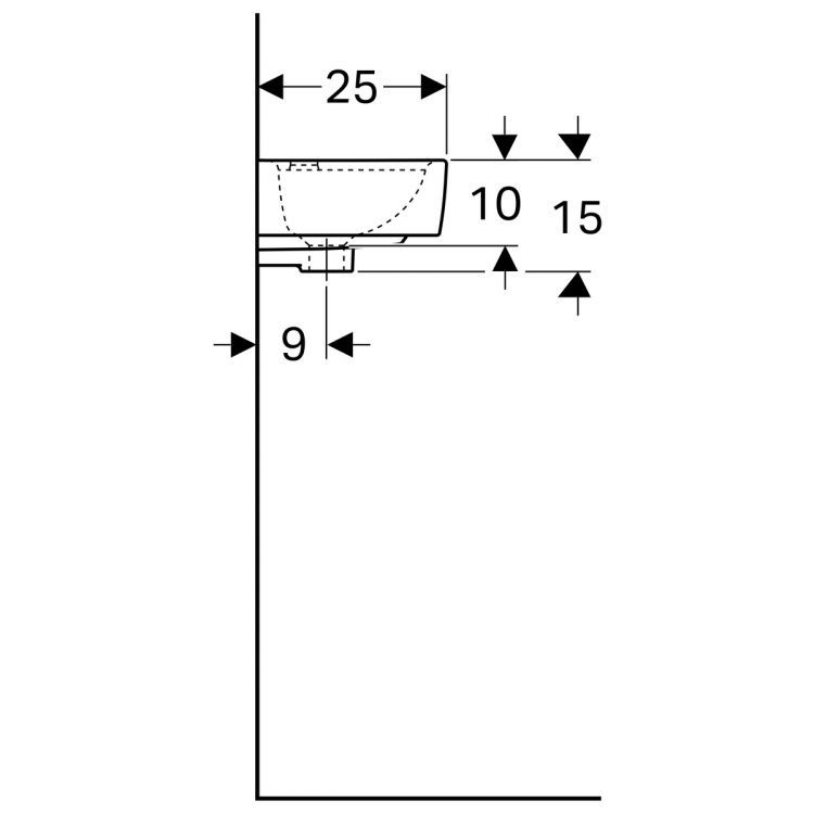 Раковина Geberit Renova Plan 40х25 см, отв. под смеситель справа, без перелива [272142000]