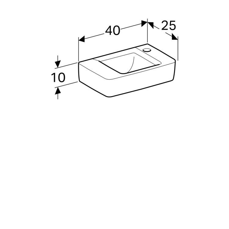 Раковина Geberit Renova Plan 40х25 см, отв. под смеситель справа, без перелива [272142000]
