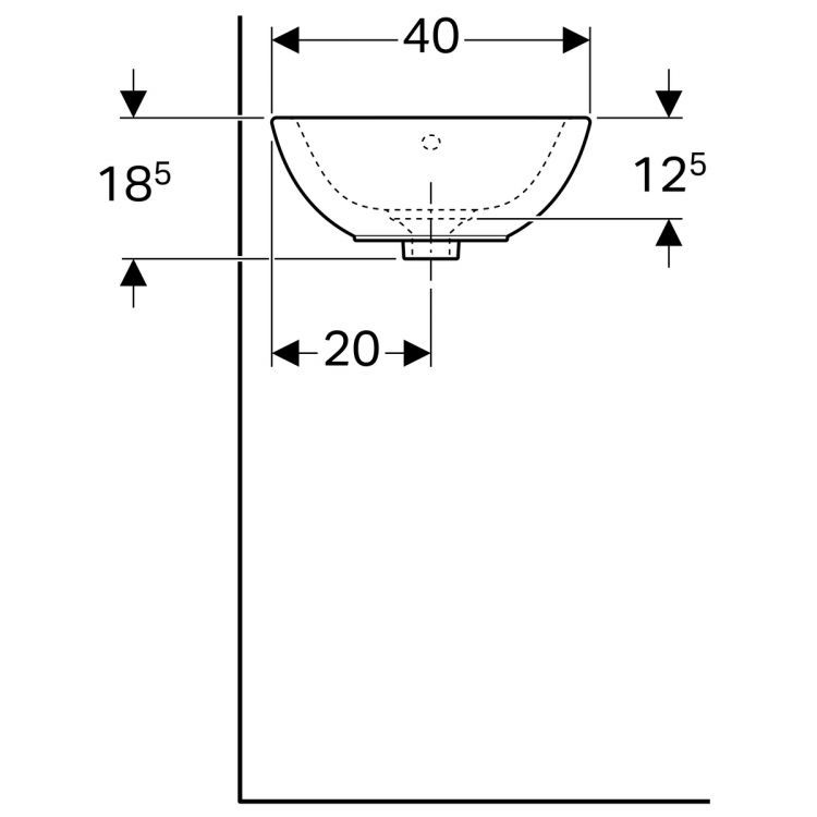 Раковина-столешница Geberit Citterio 56х40, без отв. под смеситель, с переливом [500.543.01.1]