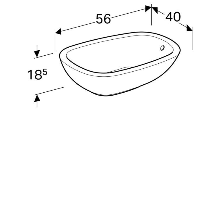 Раковина-столешница Geberit Citterio 56х40, без отв. под смеситель, с переливом [500.543.01.1]
