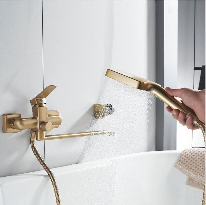 Смеситель для ванны Shevanik S9922G универсальный цвет Золотой сатин