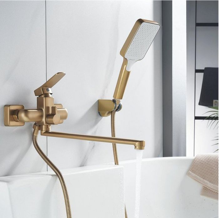 Смеситель для ванны Shevanik S9922G универсальный цвет Золотой сатин