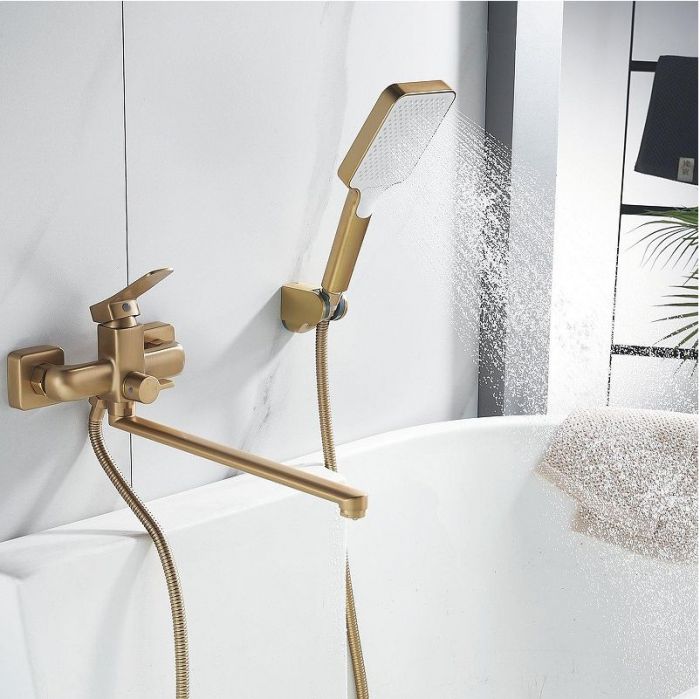 Смеситель для ванны Shevanik S9922G универсальный цвет Золотой сатин