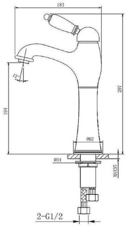 Смеситель для раковины Caprigo Adria-Uno Black Edition 02B-525-crm Хром Смеситель для раковины Caprigo Adria-Uno Black Edition 02B-525-crm Хром