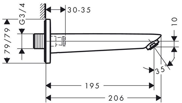 Hansgrohe Logis, Излив на ванну, Цвет: хром
