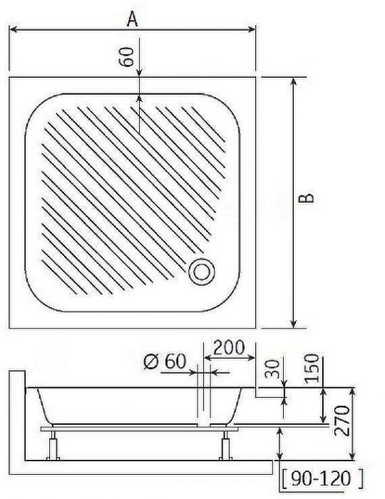 Акриловый поддон для душа RGW Acrylic B/CL-S 80x80 16180188-51 Белый