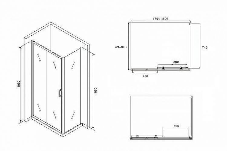 Душевой уголок Abber Schwarzer Diamant 160х80 AG30160BH-S80B профиль Черный стекло прозрачное Душевой уголок Abber Schwarzer Diamant 160х80 AG30160BH-S80B профиль Черный стекло прозрачное
