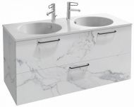 Тумба для комплекта 120 см Jacob Delafon Odeon Rive Gauche EB2545-R5-NR4 белый мрамор, ручки хром Тумба для комплекта 120 см Jacob Delafon Odeon Rive Gauche EB2545-R5-NR4 белый мрамор, ручки хром