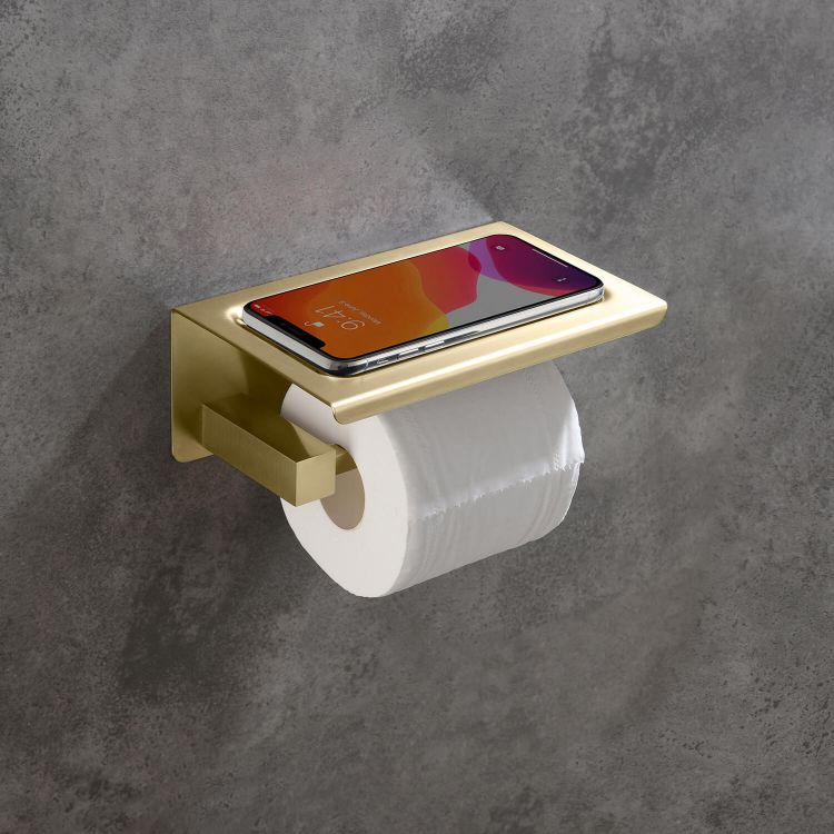 Бумагодержатель с полкой для телефона Timo Selene 17044/17 золото матовое