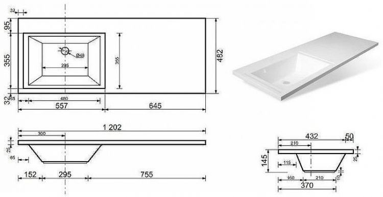Раковина Brevita Эстет Даллас 120 R ФР-00001528 с местом под стиральную машину Белая Раковина Brevita Эстет Даллас 120 R ФР-00001528 с местом под стиральную машину Белая