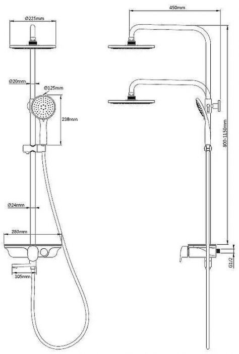 Душевая система WeltWasser WW DP 1020 BL 10000003186 Черная