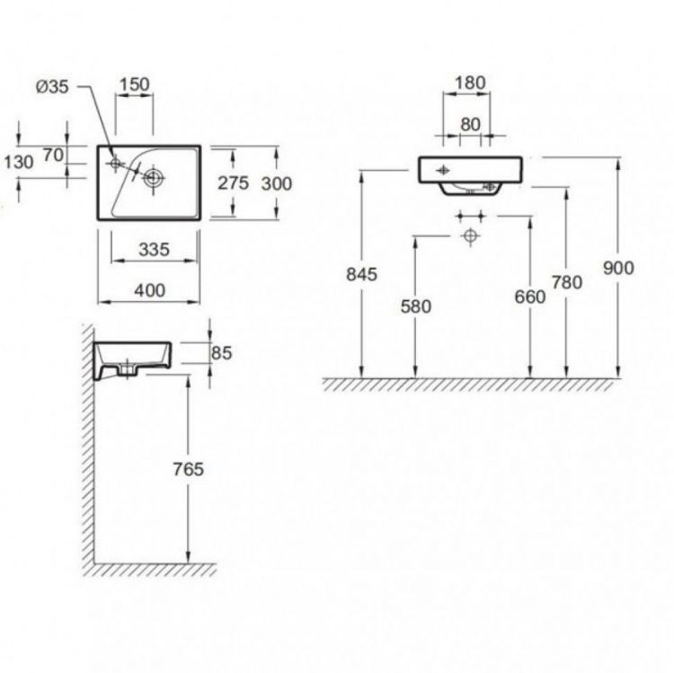 Рукомойник Jacob Delafon Rythmik 40 см E4786-00
