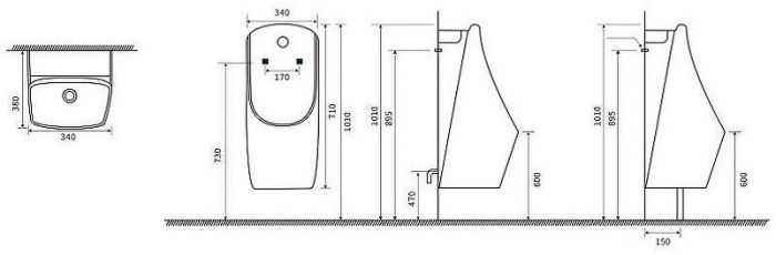 Писсуар CeramaLux X577S подвесной с вертикальным выпуском