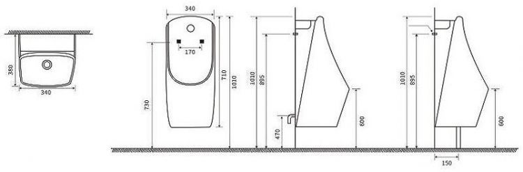Писсуар CeramaLux X577S подвесной с вертикальным выпуском