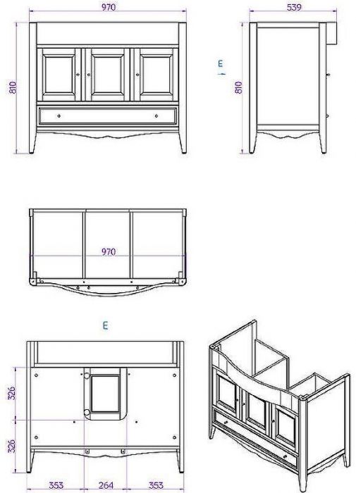 Тумба с раковиной TW Veronica Nuovo 105 VER4105-B+AR874bi*1 Bianco