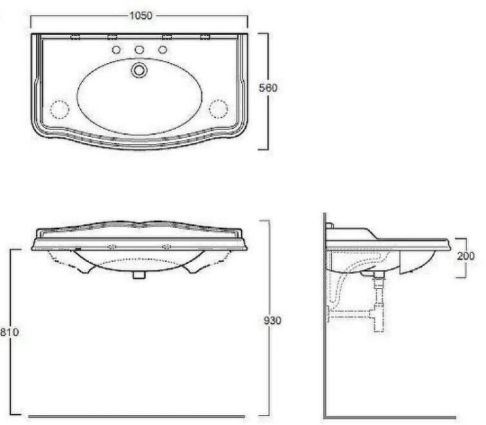 Тумба с раковиной TW Veronica Nuovo 105 VER4105-B+AR874bi*1 Bianco