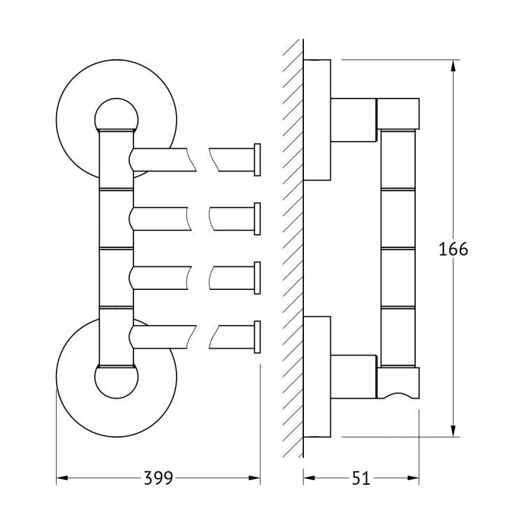 Держатель полотенец поворотный четверной 40 см HAR 025