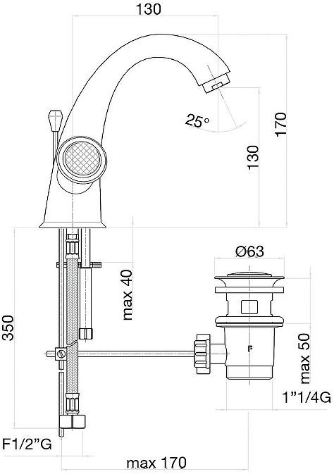 Смеситель для раковины Fiore Venere Sky 13CO0623 цвет Хром Золото