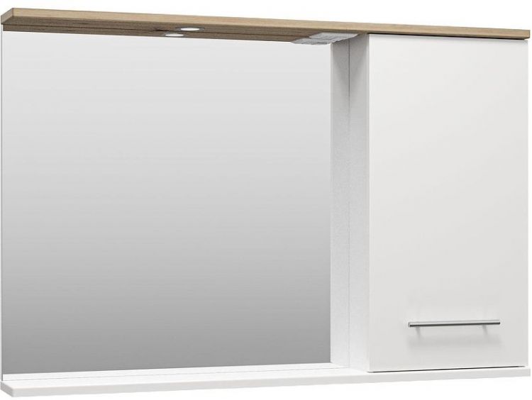 Зеркало со шкафом Misty Респект 120 R Э-Рес02120-1П с подсветкой Белое Дуб Артизан Зеркало со шкафом Misty Респект 120 R Э-Рес02120-1П с подсветкой Белое Дуб Артизан