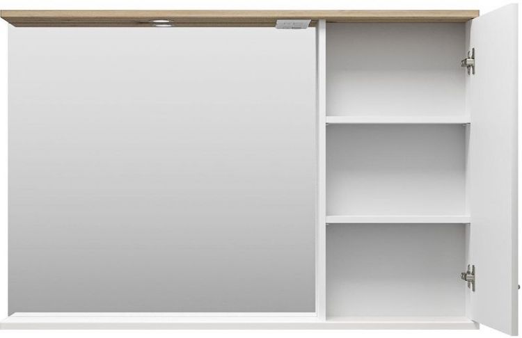 Зеркало со шкафом Misty Респект 120 R Э-Рес02120-1П с подсветкой Белое Дуб Артизан Зеркало со шкафом Misty Респект 120 R Э-Рес02120-1П с подсветкой Белое Дуб Артизан