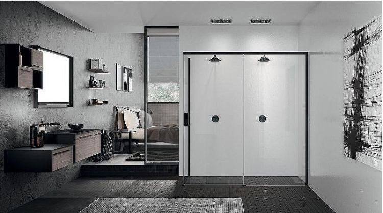 Душевая дверь Novellini Opera 120 R OPEPH119D-1H профиль Черный матовый стекло прозрачное