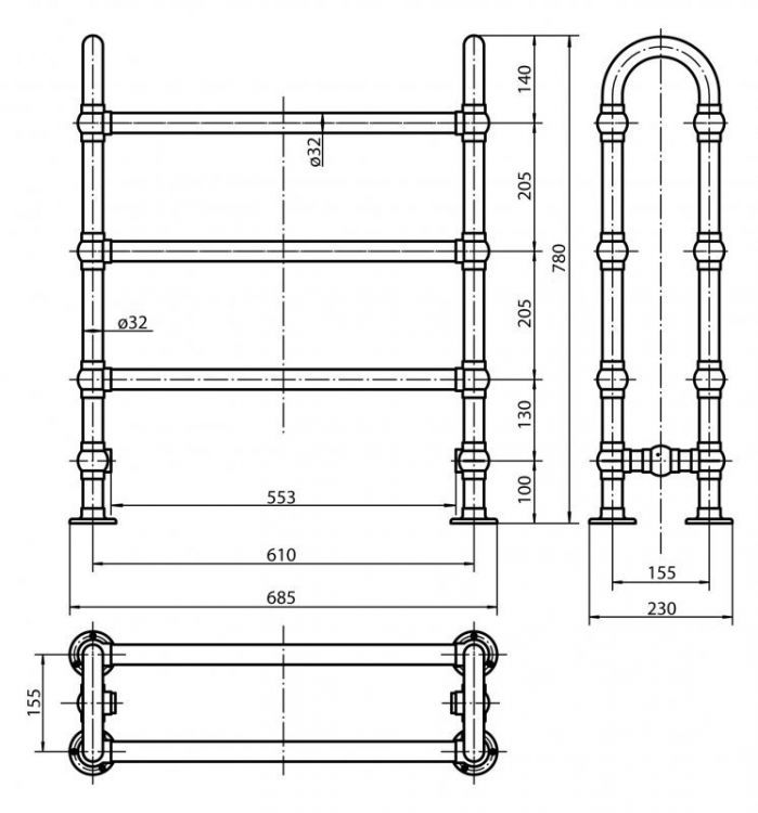 Полотенцесушитель напольный, проточный NAPOLI Cezares Полотенцесушитель напольный, проточный NAPOLI Cezares