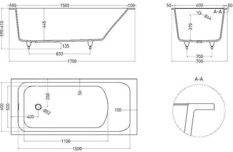 Ванна из искусственного камня Salini Orlanda 170х70 102011G Белая глянцевая