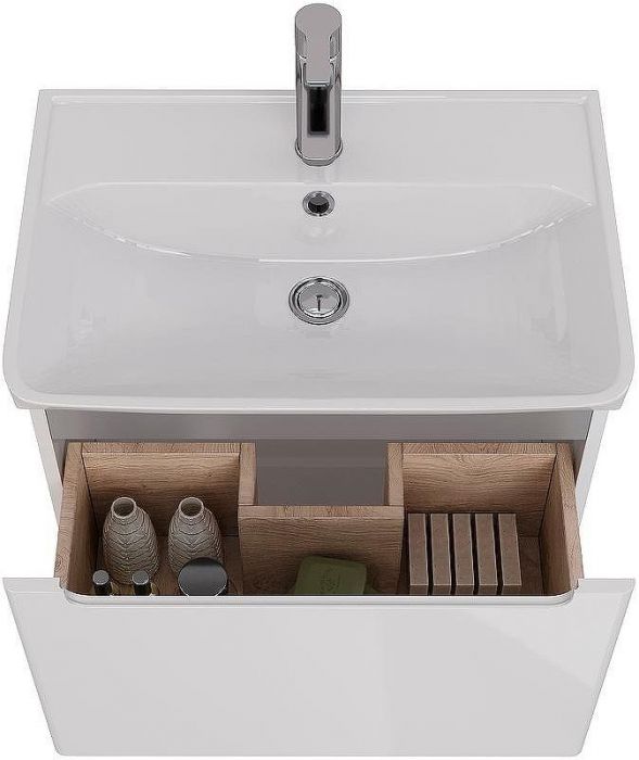 Тумба под раковину Lemark Buno Mini 60 LM05BM60T подвесная Белый глянец