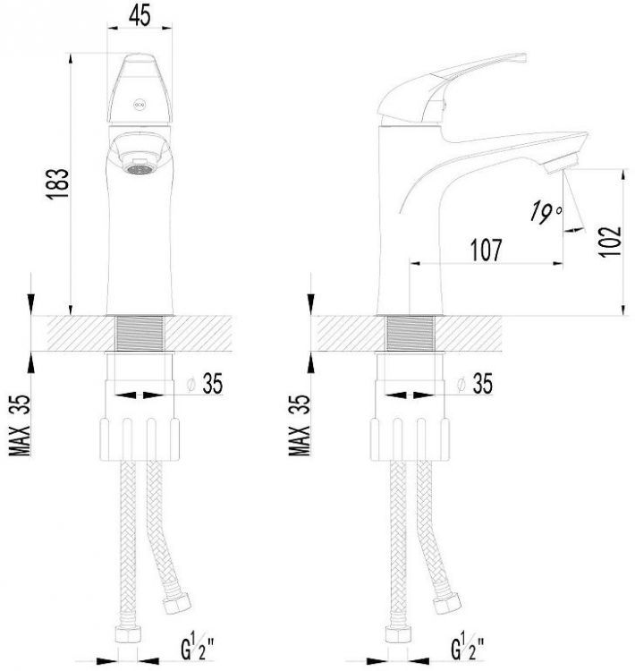 Смеситель для раковины AWP Agura S0706C цвет Хром