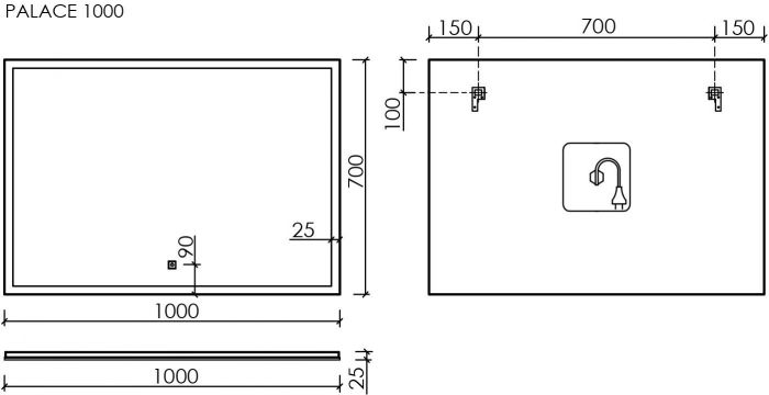 Зеркало SANCOS подсветкой Palace, 1000х700 мм, PA1000