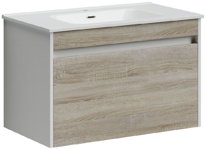 Тумба подвесная SANCOS под раковину Smart, дуб бардолино/белый 790х450х500, SM80E