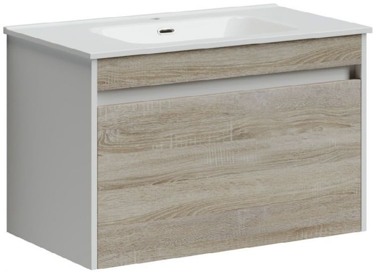 Тумба подвесная SANCOS под раковину Smart, дуб бардолино/белый 790х450х500, SM80E
