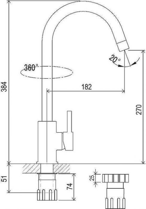 Смеситель для кухни Ravak Suzan KM 016.00 X070039 Хром