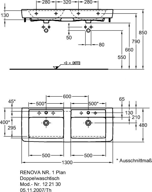Раковина Keramag Renova Nr.1 Plan, 122130000