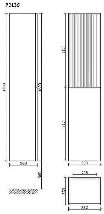 Шкаф пенал Sancos Delta 35 PDL35W подвесной Дуб светлый Белый