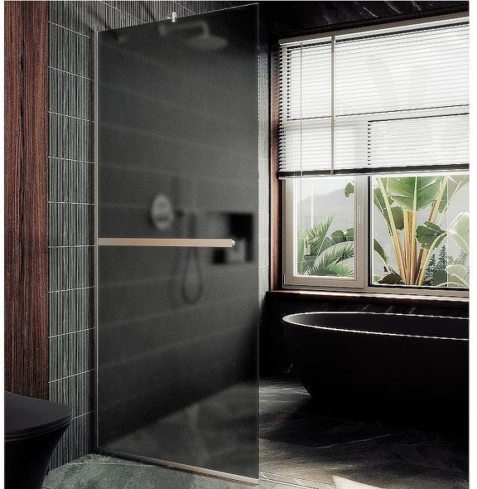 Душевая перегородка Maybah Glass MGD-736-5у 890x1950 в узком профиле Хром матовый стекло графитовое матовое