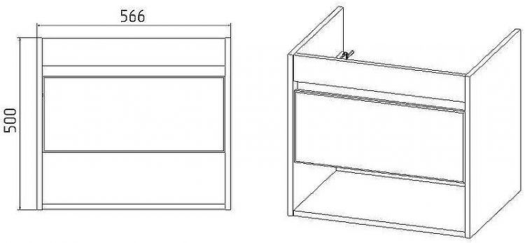 Тумба под раковину VIANT Бостон 60 VBOS60CO-T1YP подвесная Белая Дуб Вотан