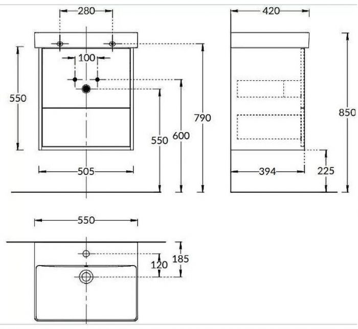 Тумба под раковину Kerama Marazzi Pro 55 PRO.55.2\OLM подвесная Белая матовая Швейцарский вяз