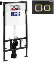 Инсталляция Bettoserb Sava Slim Superior SES40006489 для унитаза с клавишей смыва цвет Черный матовый Золото глянцевое