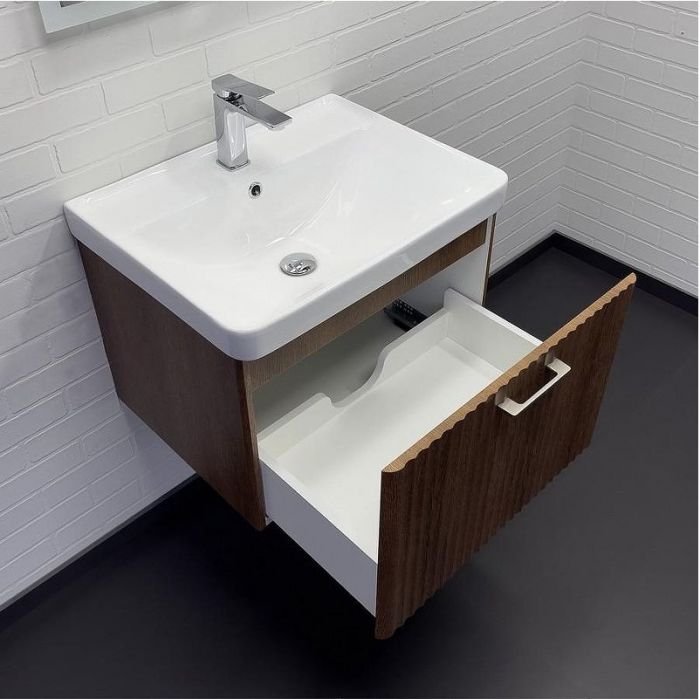 Тумба с раковиной Comforty Ангара 60П 00-00021035 подвесная Дуб темно-коричневый