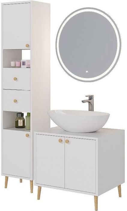 Шкаф пенал Dreja Luno 35 R 99.2004 Белый глянец