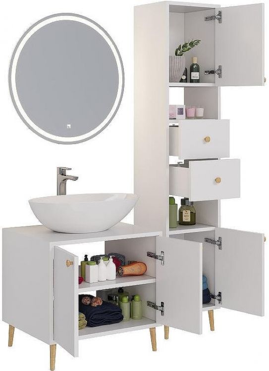 Шкаф пенал Dreja Luno 35 R 99.2004 Белый глянец